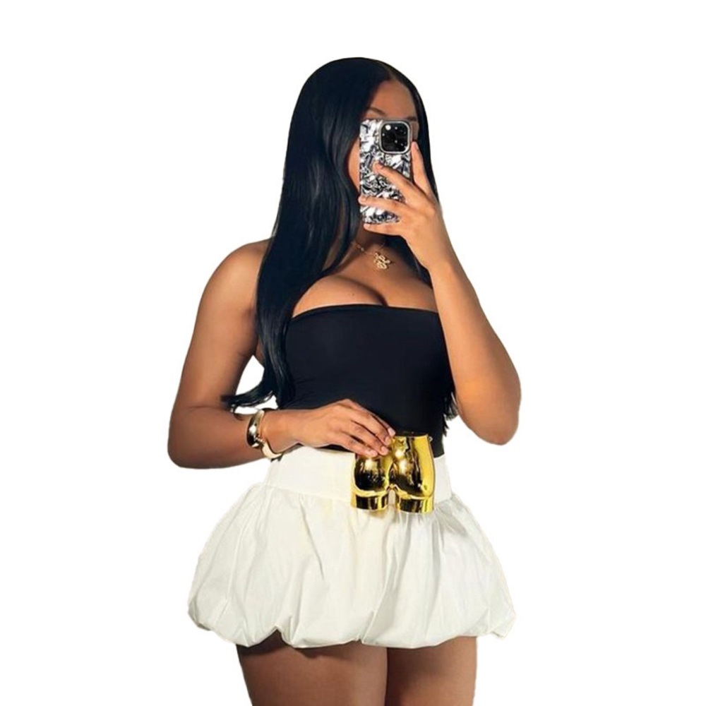 White Bubble Mini Skirt - Picture 2 of 4